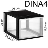 Schubladenbox DIN A4 mit transparenten Schubladen 34,5x26 cm - Kunststoff Drawer Tower Box Organizer für Schreibtisch Easy-Pull-System